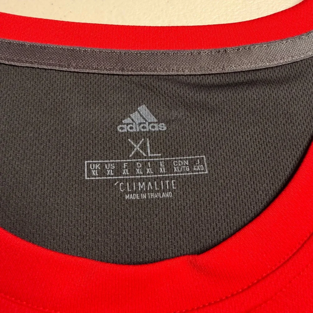 Adidas Mens XL Climalite Colorblock Performance T-Shirt Red Black White